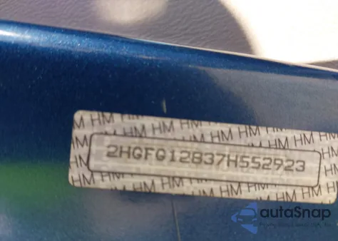 2007 Honda Civic Ex z USA, uszkodzony, nr VIN 2HGFG12837H552923